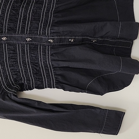 GANNI Women's Shirred organic cotton-poplin Black Blouse Size Small - Picture 11 of 17